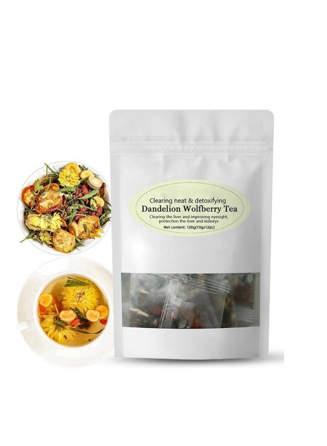 دانديليون الشاي الهندباء والتوت يطهر الكبد ويحسن البصر ، ويحمي الكبد والكلى.صافي المحتوى: 120g (10g x 12 أكياس) - Image 1